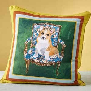 Anthropologie Raphael Balme Pillow - Corgi - Green, chartreuse